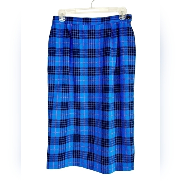 Pendleton Dresses & Skirts - Pendleton Morgan Tartan Plaid Long Wool Skirt Size 6 Vintage Blue Black Red EUC